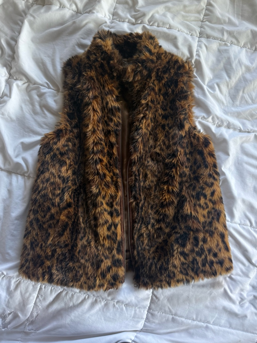 J. Crew Leopard-Print Faux Fur Vest in Brown and Black